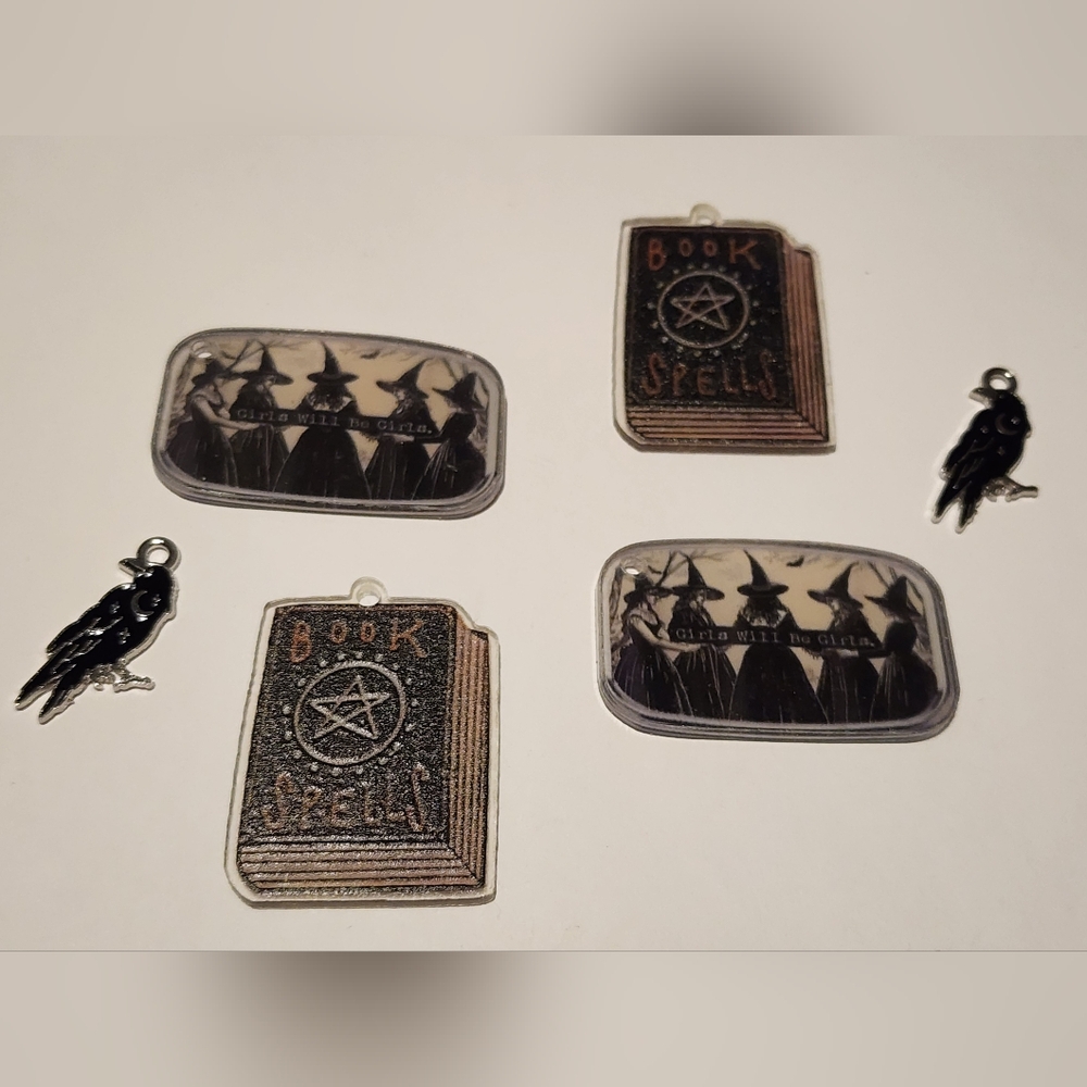 Witch Charms Book of Spells Jewelry Making Halloween‎ Crow Girls Will be Girls